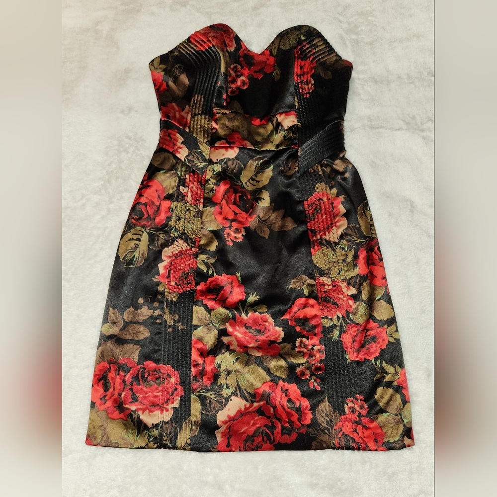 GUESS Vintage Floral Strapless Corset Dress, Size 1